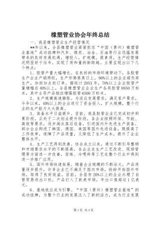 2024年橡塑管业协会年终总结