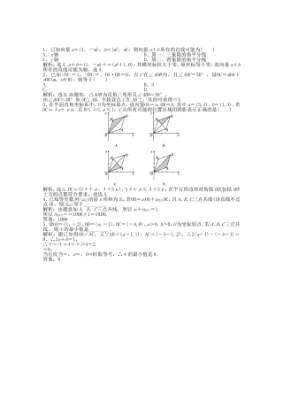（福建专用）高考数学总复习 第四章第2课时 平面向量的基本定理及其坐标表示随堂检测（含解析）