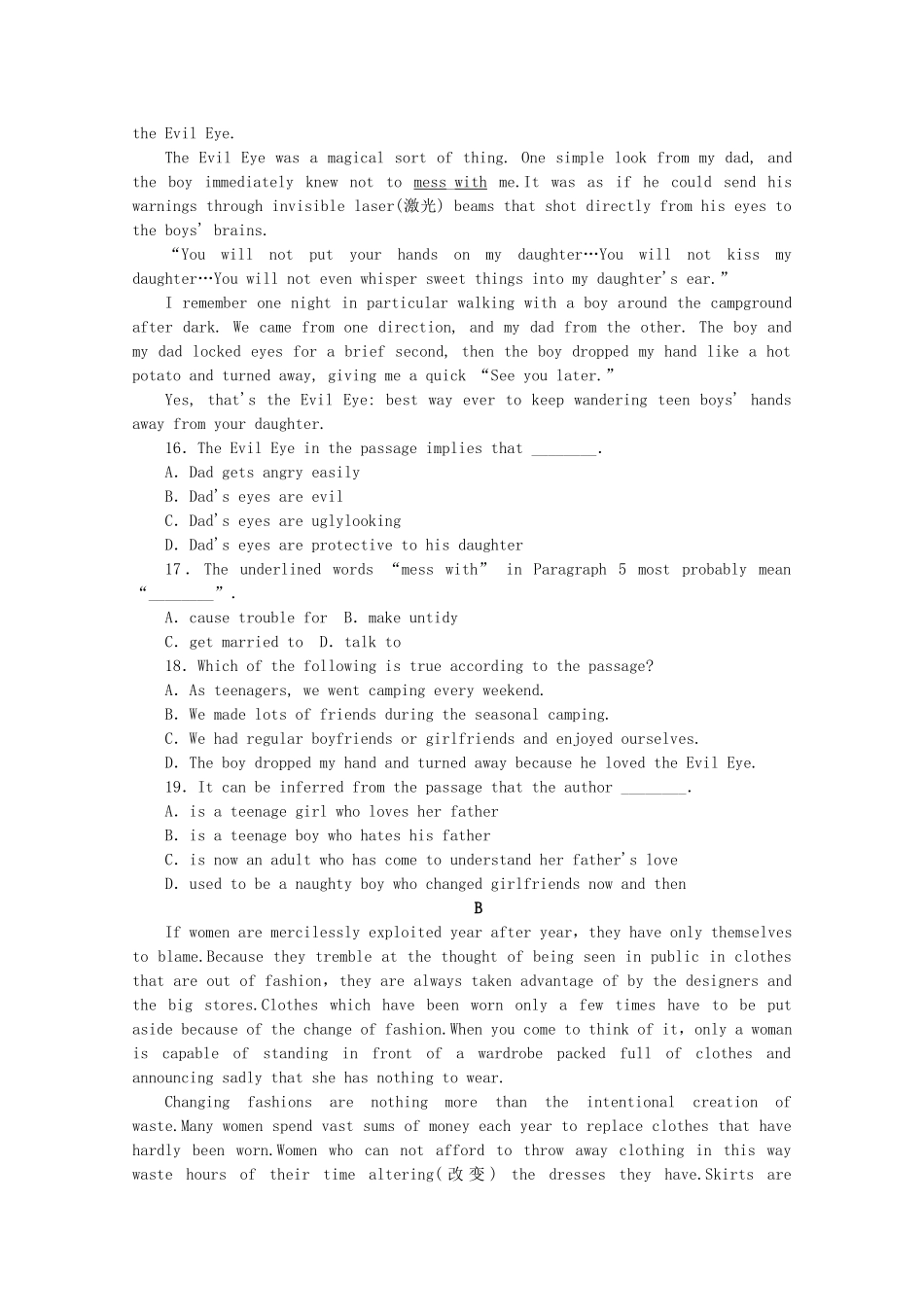 （福建专用）高考英语一轮复习方案 作业手册（2） Unit 2 English around the world（含解析） 新人教版必修1_第3页