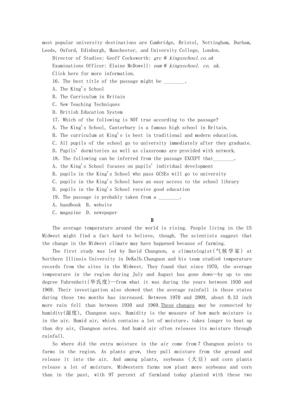 （福建专用）高考英语一轮复习方案 作业手册（7） Unit 2 The Olympic Games（含解析） 新人教版必修2_第3页