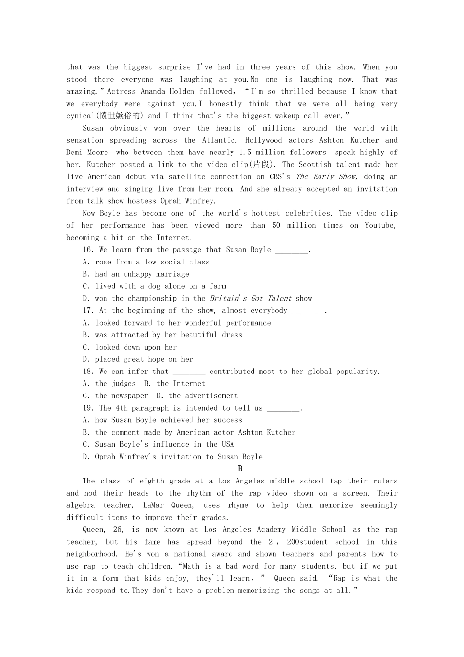 （福建专用）高考英语一轮复习方案 作业手册（17） Unit 2 Working the land（含解析） 新人教版必修4_第3页