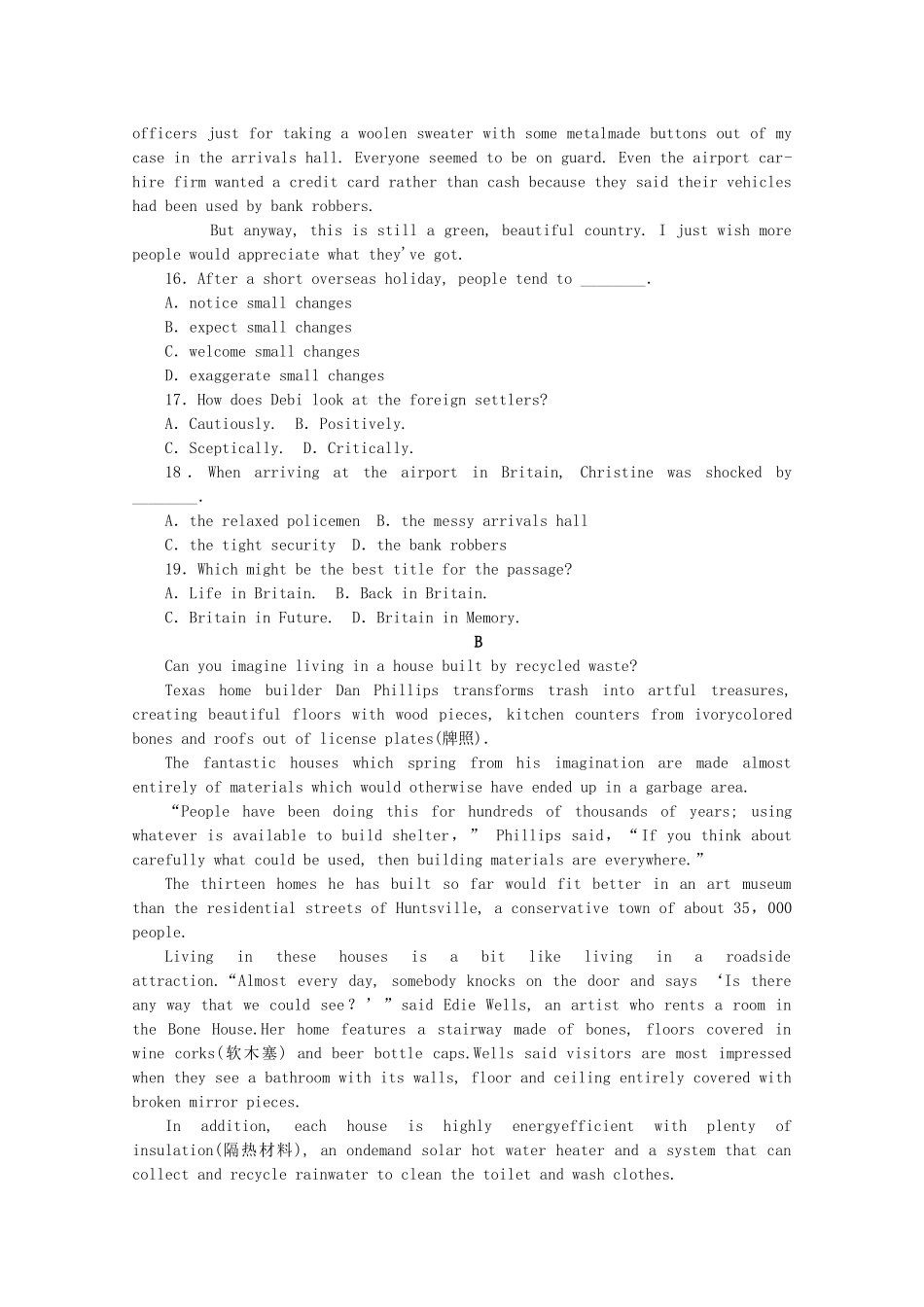 （福建专用）高考英语一轮复习方案 作业手册（30） Unit 5 The power of nature（含解析） 新人教版选修6_第3页