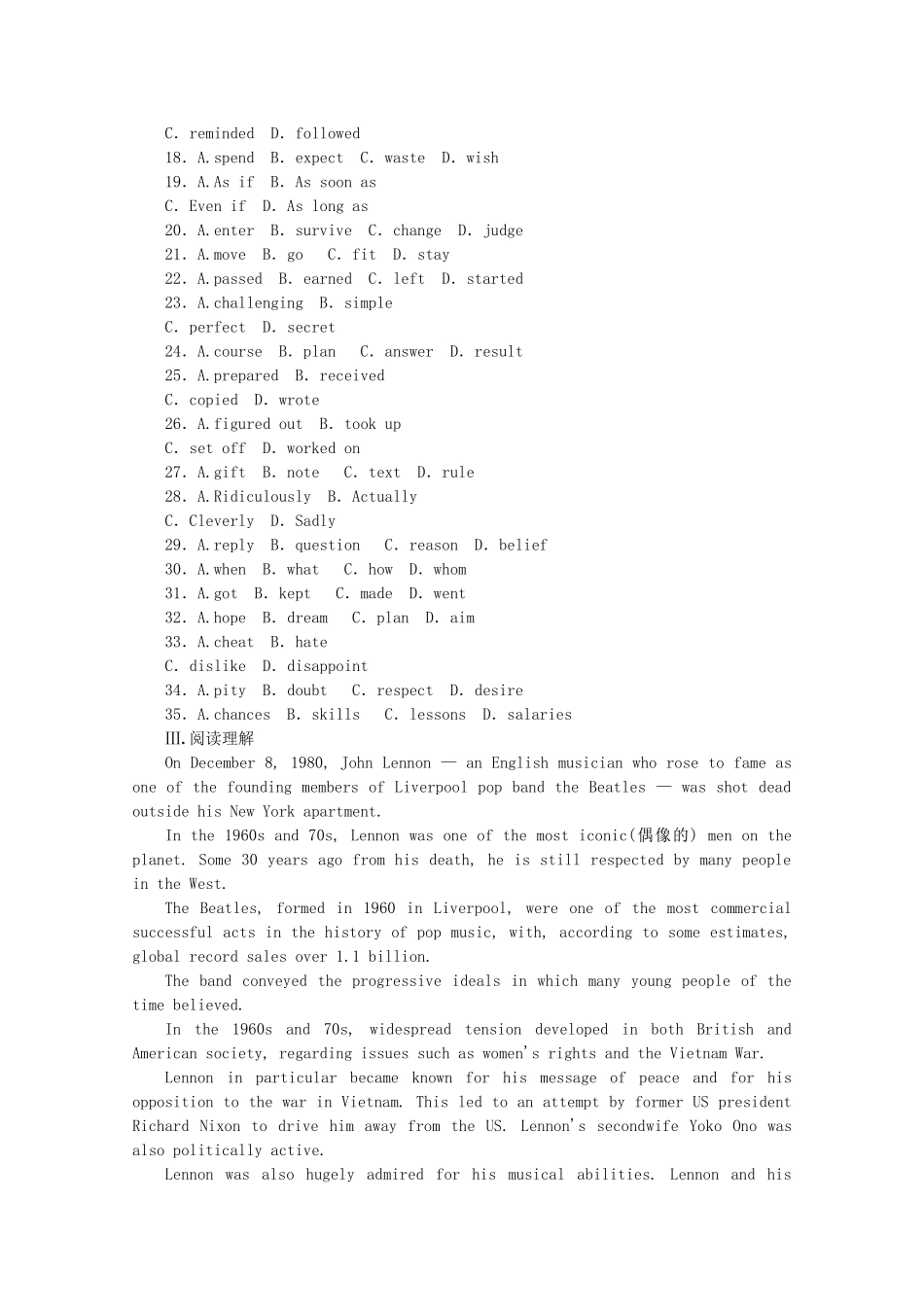 （福建专用）高考英语一轮复习方案 作业手册（31） Unit 1 Living well（含解析） 新人教版选修7_第3页