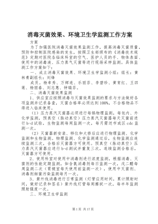 2024年消毒灭菌效果环境卫生学监测工作方案