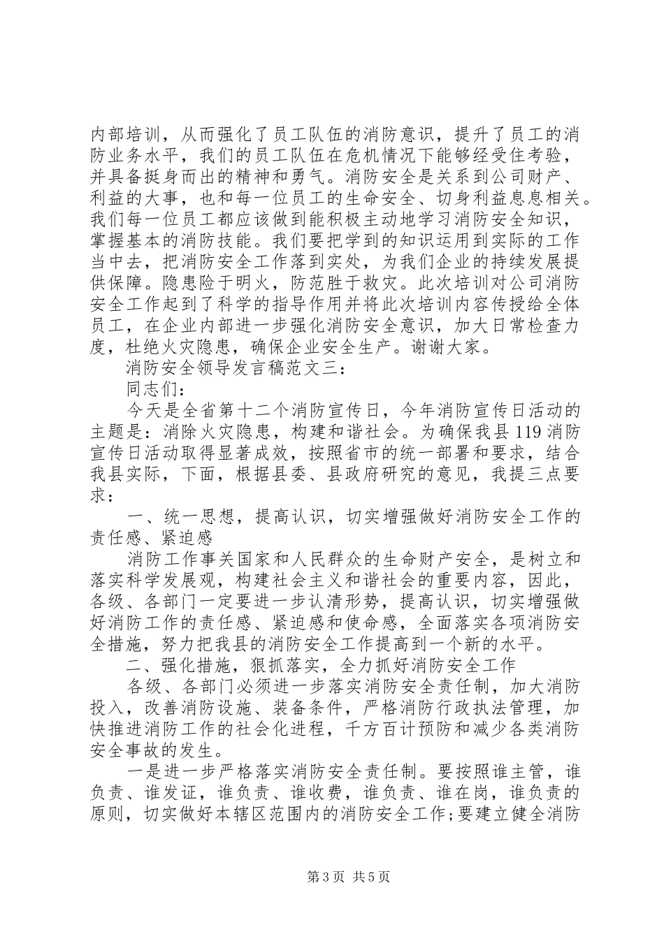 2024年消防安全领导讲话稿范文_第3页