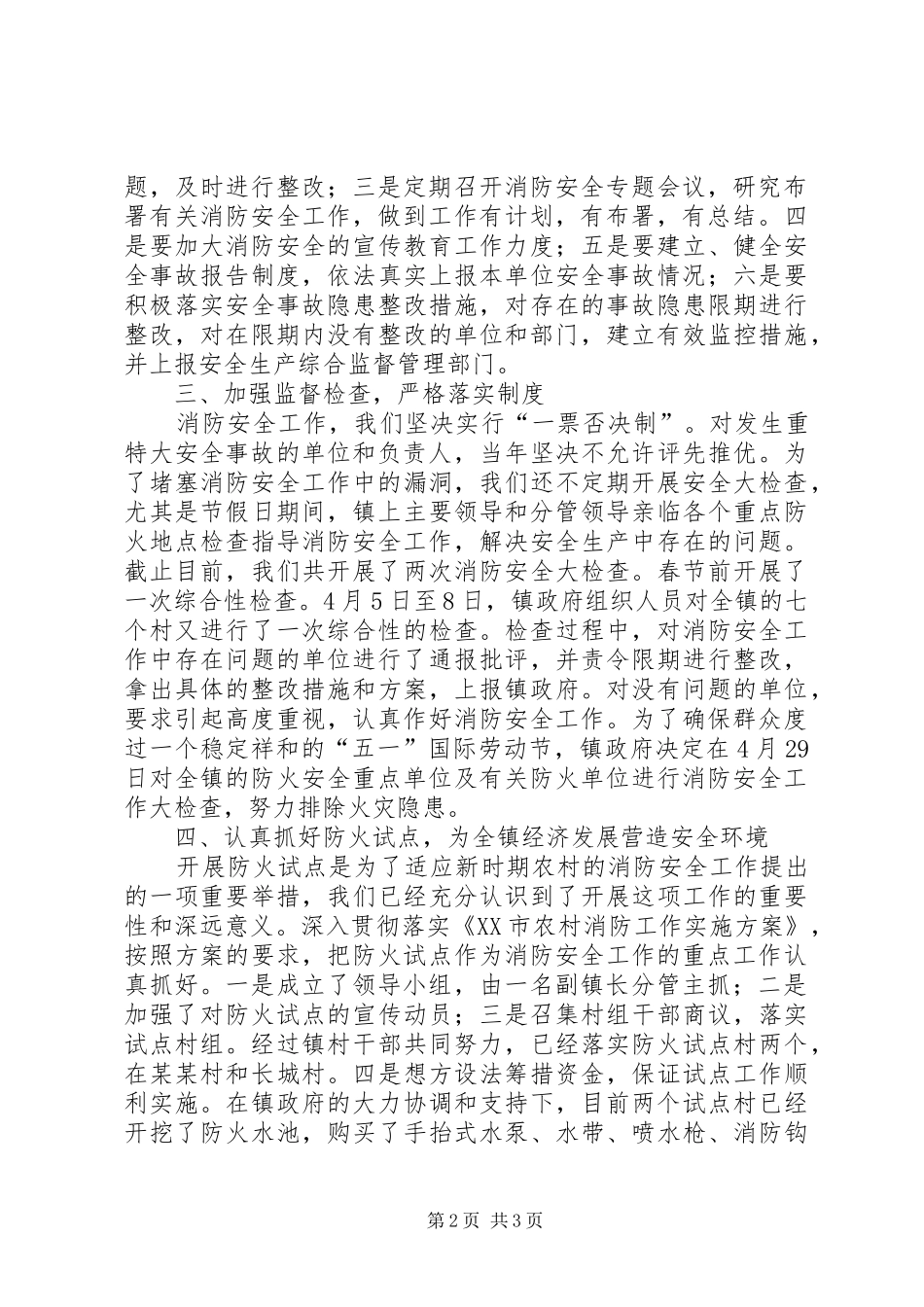 2024年消防安全整治及防火试点工作汇报_第2页