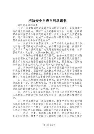 2024年消防安全自查自纠承诺书