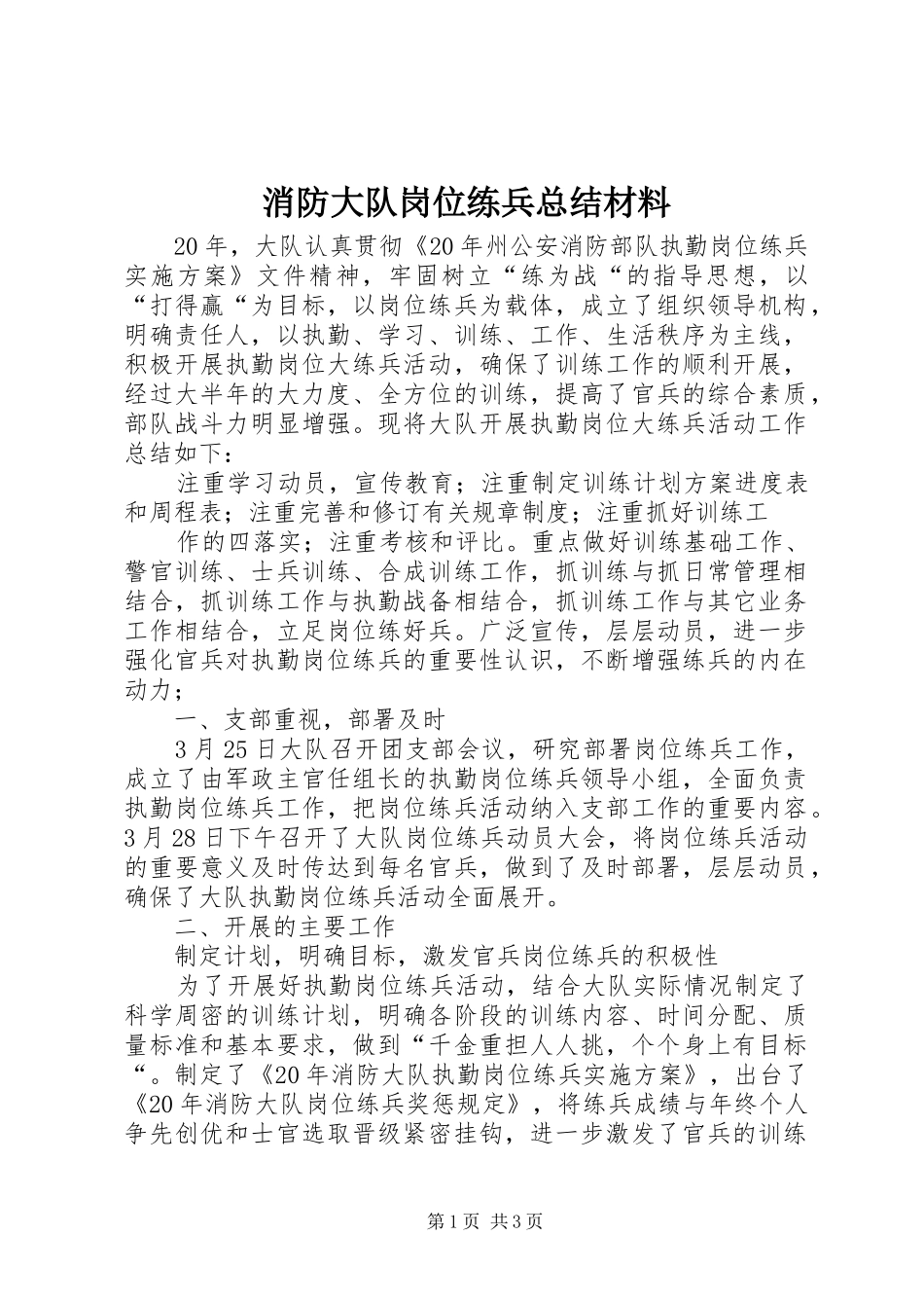 2024年消防大队岗位练兵总结材料_第1页