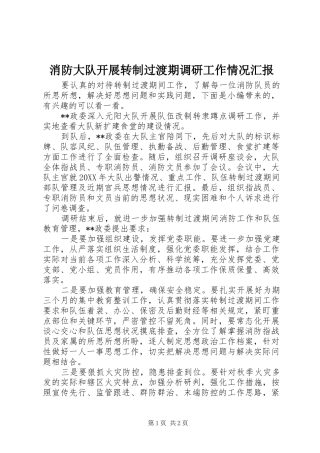 2024年消防大队开展转制过渡期调研工作情况汇报