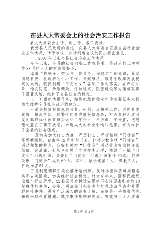 2024年在县人大常委会上的社会治安工作报告