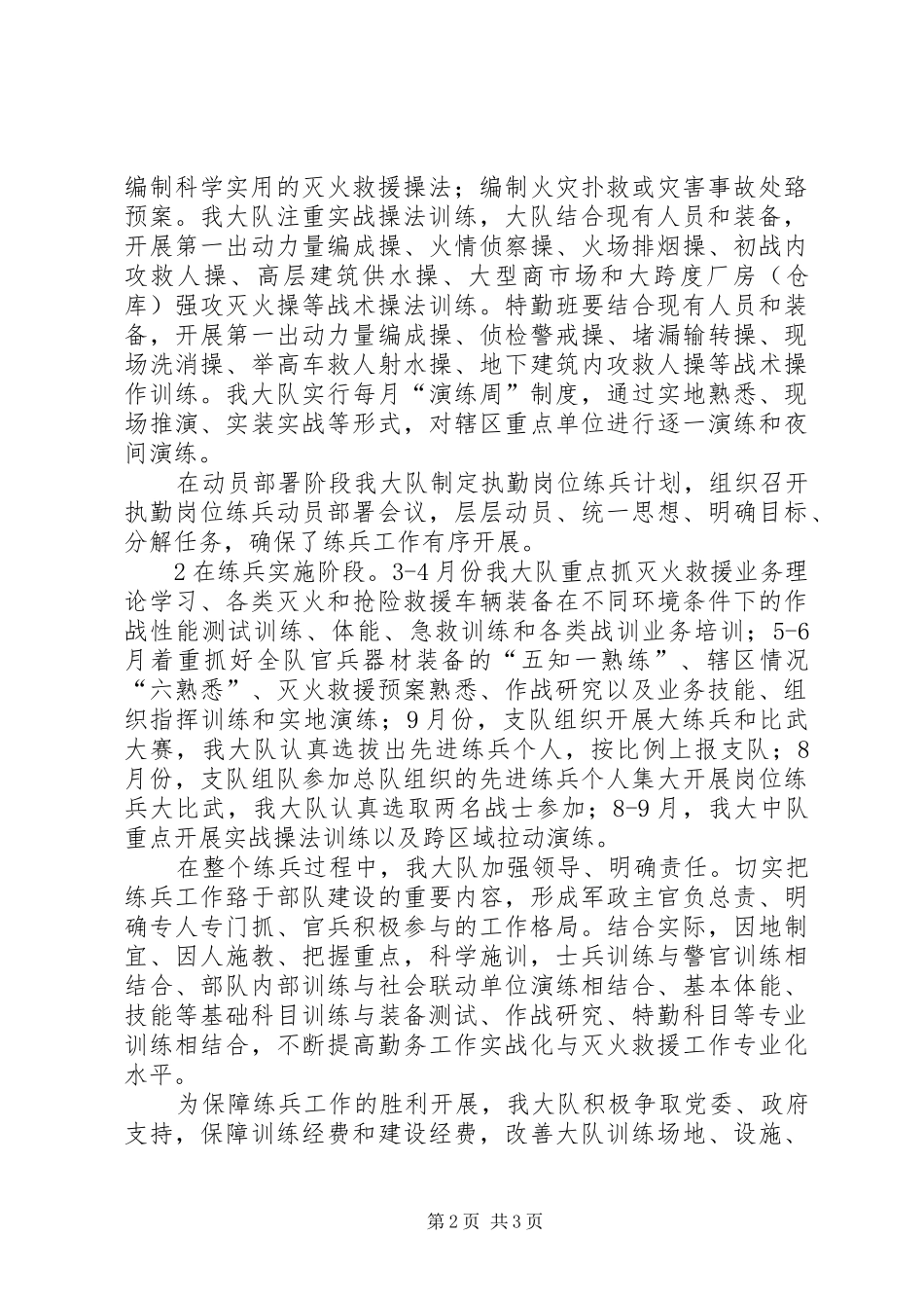 2024年消防大队执勤岗位练兵工作总结_第2页