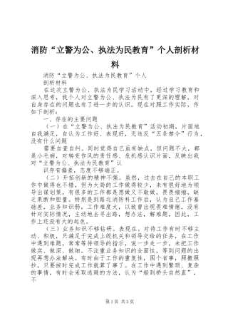 2024年消防立警为公执法为民教育个人剖析材料