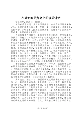 2024年在县新春团拜会上的领导致辞