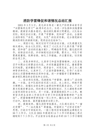 2024年消防学雷锋促和谐情况总结汇报