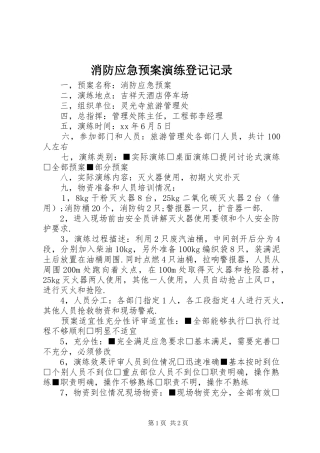 2024年消防应急预案演练登记记录
