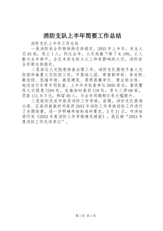 2024年消防支队上半年简要工作总结