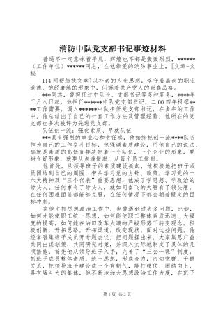 2024年消防中队党支部书记事迹材料