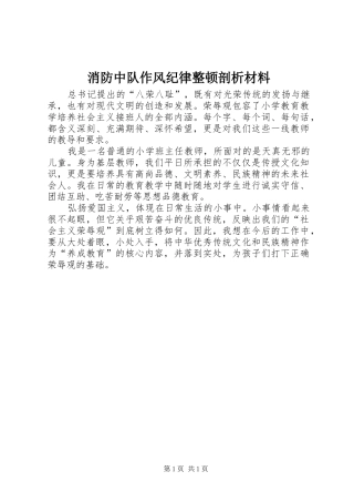 2024年消防中队作风纪律整顿剖析材料