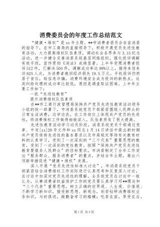 2024年消费委员会的年度工作总结范文