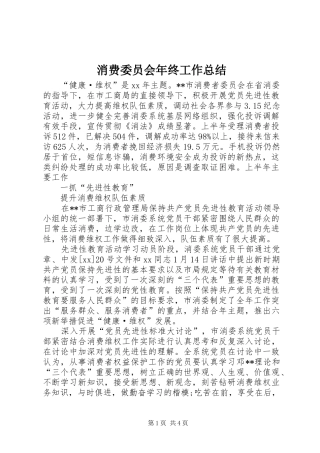 2024年消费委员会年终工作总结