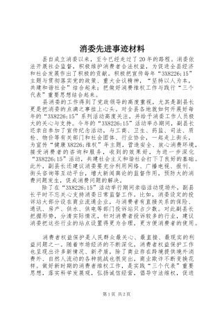 2024年消委先进事迹材料