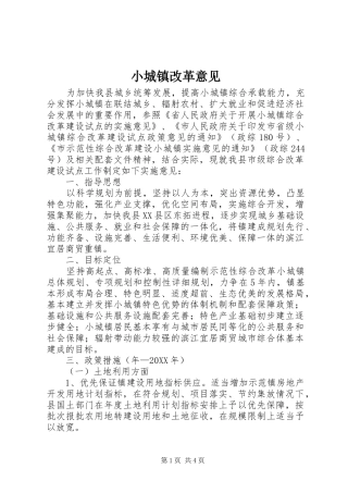 2024年小城镇改革意见