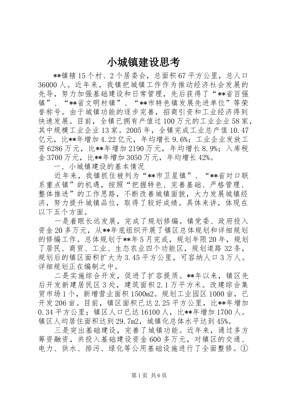 2024年小城镇建设思考_第1页
