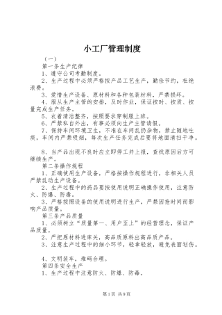 2024年小工厂管理制度