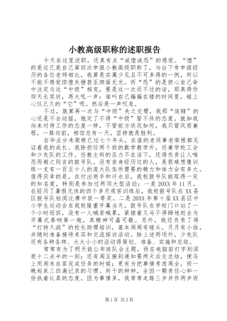 2024年小教高级职称的述职报告