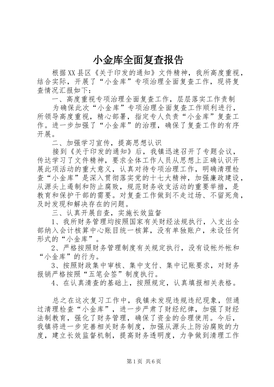 2024年小金库全面复查报告_第1页