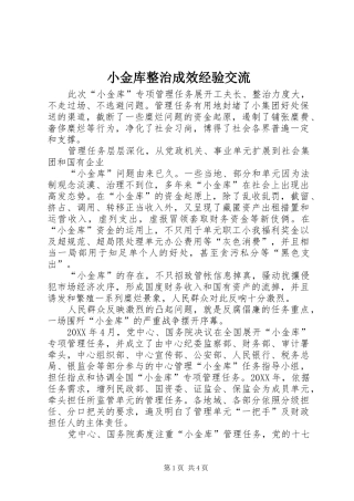 2024年小金库整治成效经验交流