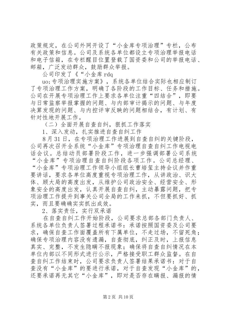 2024年小金库治理工作报告_第2页