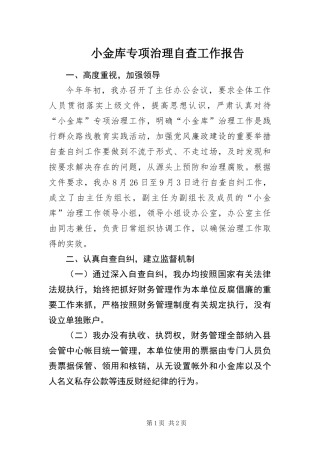 2024年小金库专项治理自查工作报告