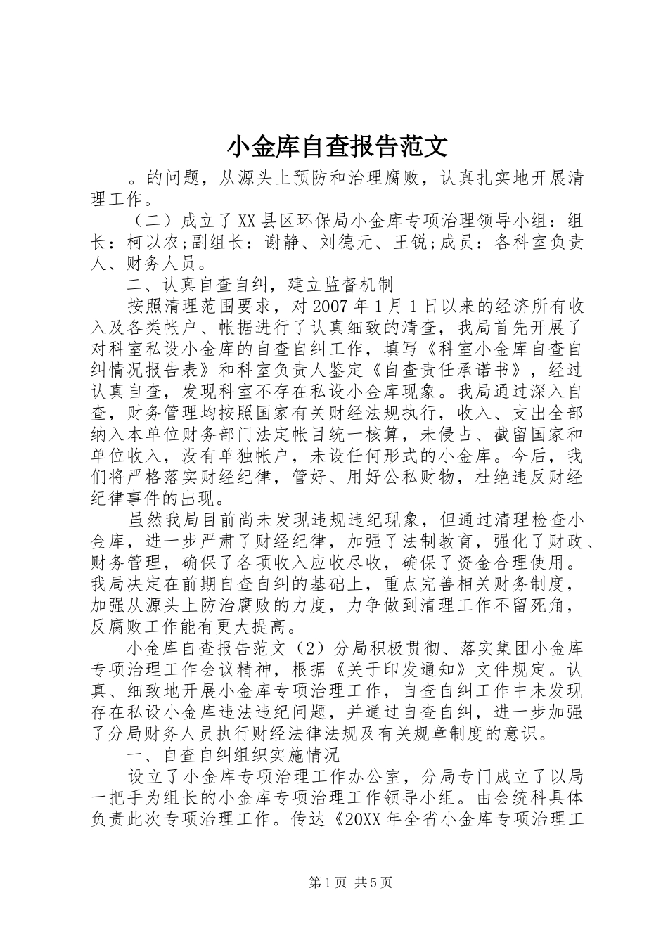 2024年小金库自查报告范文_第1页