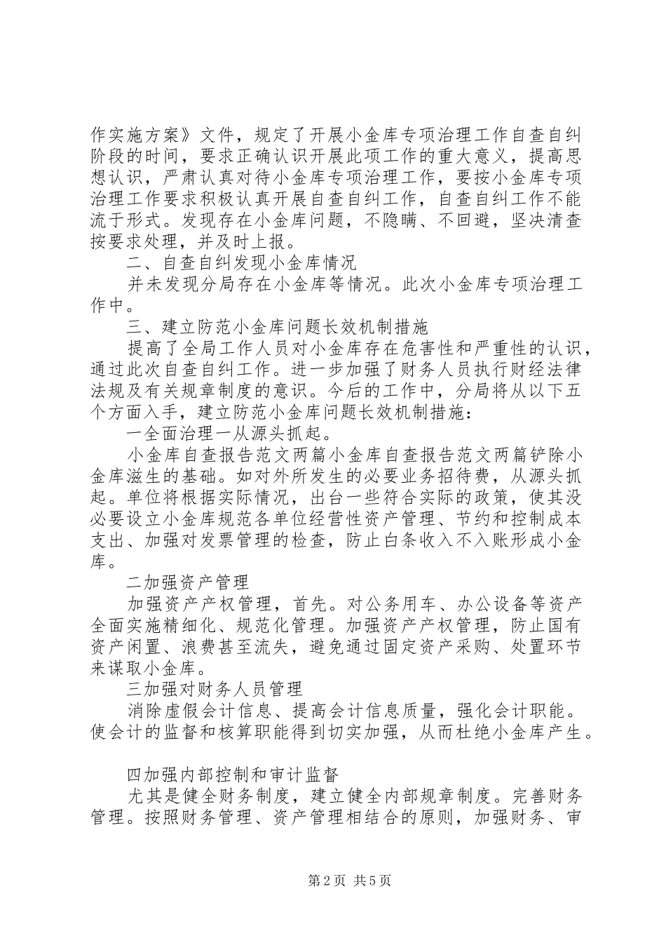 2024年小金库自查报告范文_第2页