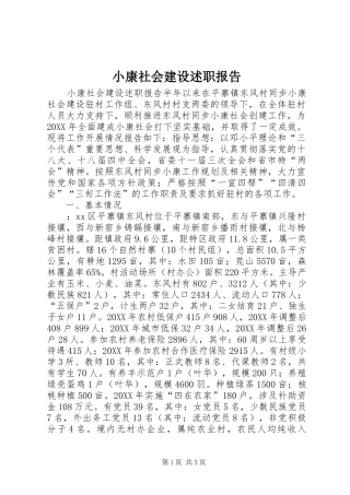 2024年小康社会建设述职报告