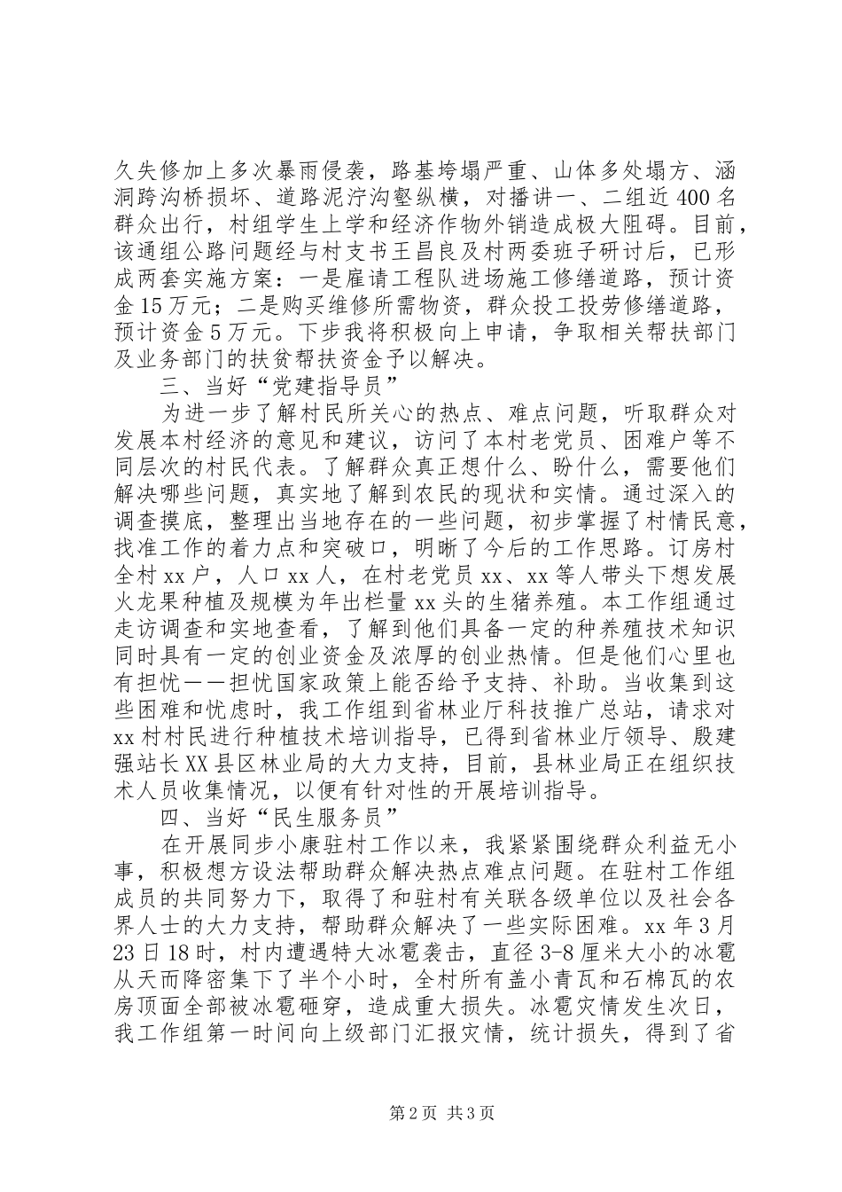 2024年小康驻村干部工作述职报告_第2页