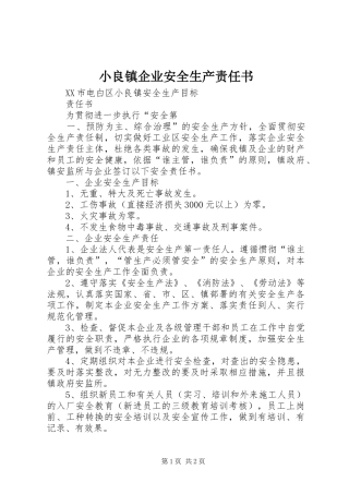 2024年小良镇企业安全生产责任书