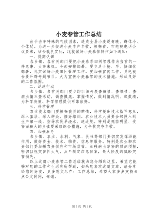 2024年小麦春管工作总结