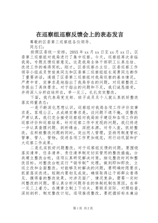 2024年在巡察组巡察反馈会上的表态讲话