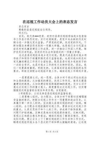 2024年在巡视工作动员大会上的表态讲话