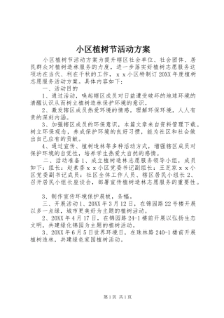 2024年小区植树节活动方案