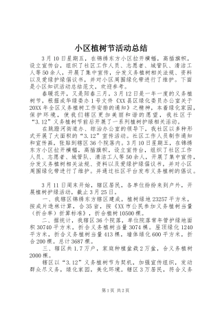 2024年小区植树节活动总结
