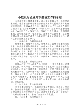 2024年小散乱污企业专项整治工作的总结