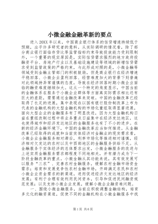 2024年小微金融金融革新的要点