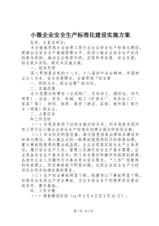 2024年小微企业安全生产标准化建设实施方案