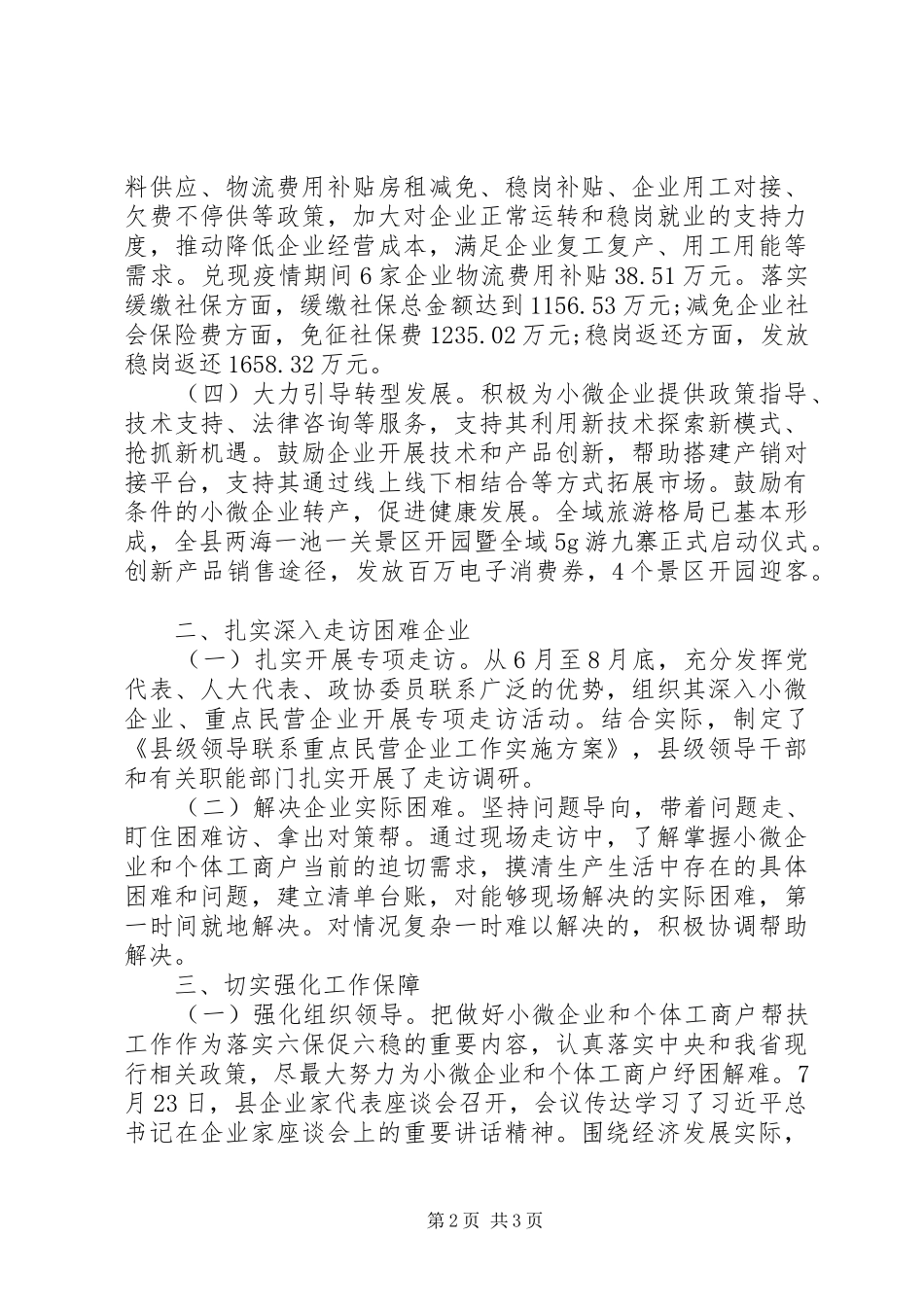 2024年小微企业帮扶工作报告_第2页