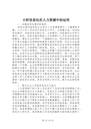 2024年小析信息化在人力资源中的运用