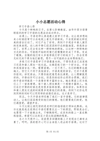 2024年小小志愿活动心得