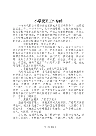 2024年小学爱卫工作总结